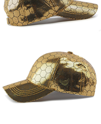 Men'S & Women'S Retro Reflective Cycling Baseball Cap - UPF Sun Protection Hard Brim, Breathable Mesh Back & Golden-Tone Visor, Lightweight Hip-Hop Style for Outdoor Sports, Cycling, Casual Wear - Unisex Spring Summer Hat