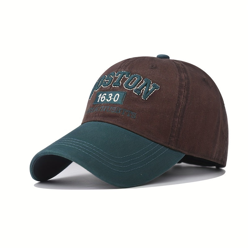 Boston Lettering Baseball - Adjustable Snapback Hat with Curved Brim, Lightweight All-Season Outdoor Sports & Casual Wear, / Color Options
