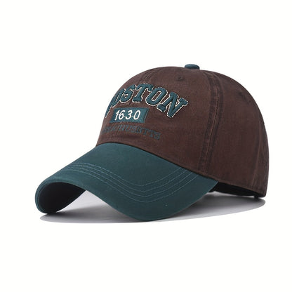 Boston Lettering Baseball - Adjustable Snapback Hat with Curved Brim, Lightweight All-Season Outdoor Sports & Casual Wear, / Color Options