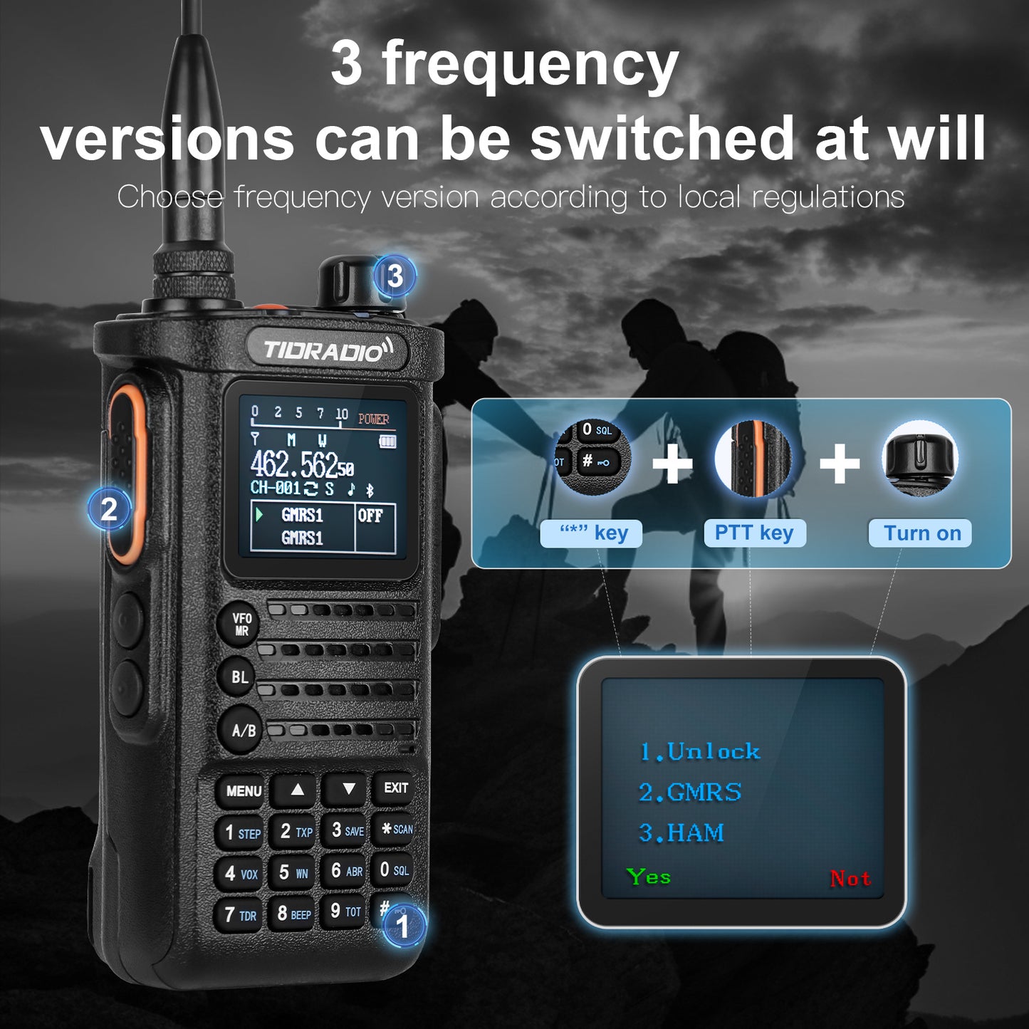 TIDRADIO TD-H8 2nd Gen 10W High-Power Handheld Two-Way Radio - 2500mAh Long-Lasting Battery, UHF Frequency 136-174MHz, 5000 Channels with Repeater List, FM Radio & Compatible, -Powered for Ham/GMRS/Radio Use, Durable Walkie T