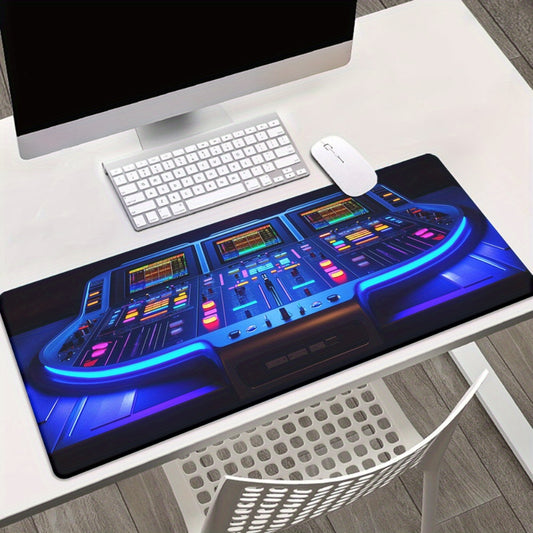 1pc DJ Equipment Blue Lighting HD Printed Mouse Pad - XXL Rubber Desk Mat for Keyboard, Gaming, Office Use - Ideal Gift for Family and Friends, Gaming Desk Mat | Futuristic Design | Durable Desk Mat, Mouse Pads for Desk
