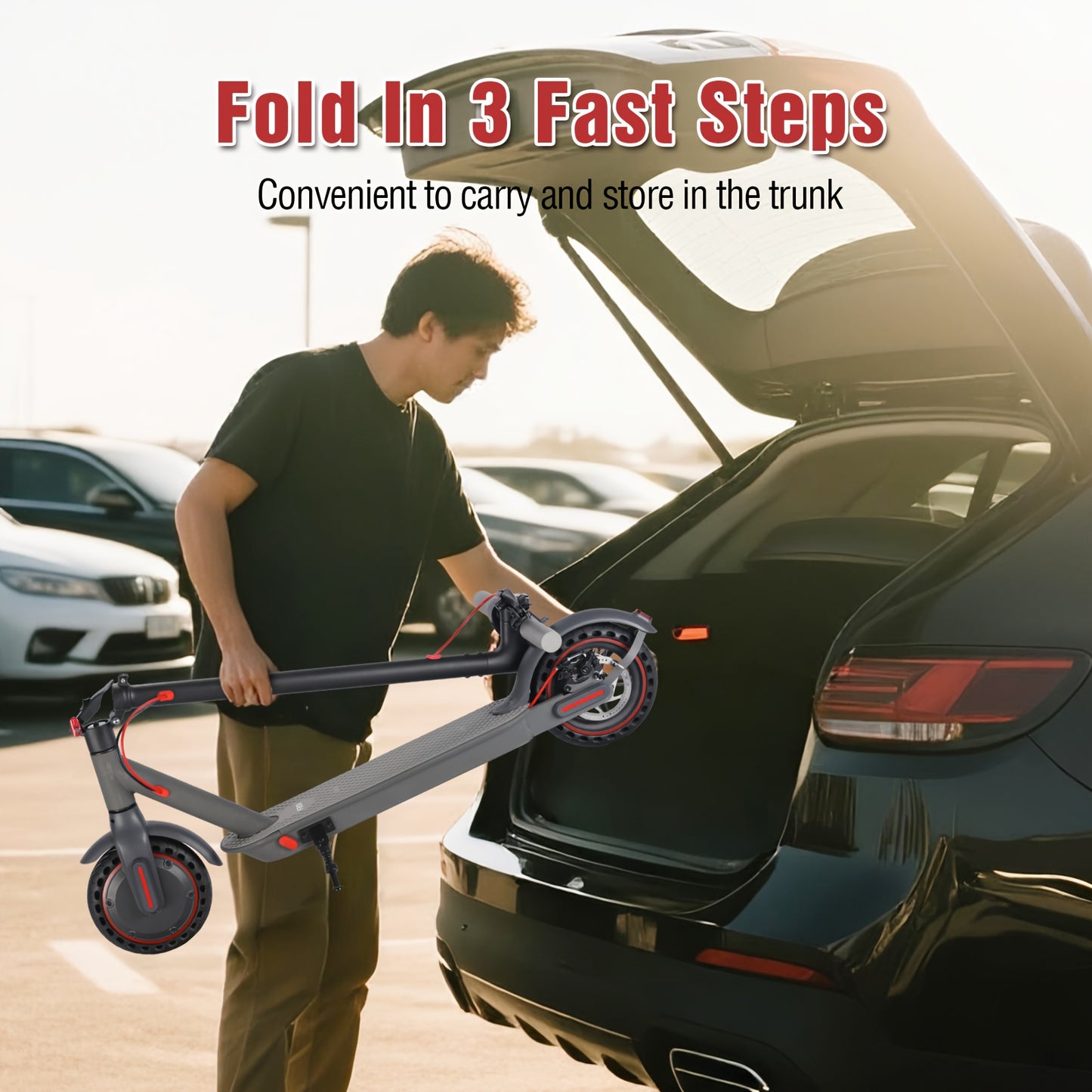 Adult Electric Scooter, 50/60Hz 350/500 W Motor, 3 Speed Modes, 13/22/25 Mile Range, 15/19 MPH Top Speed, 8.5 Inch Solid Tires, 36V, 5.2/7.8/10.4 AH Batteries, Long Heavy Duty Electric Scooter, Fast Electric Scooter, Scooter