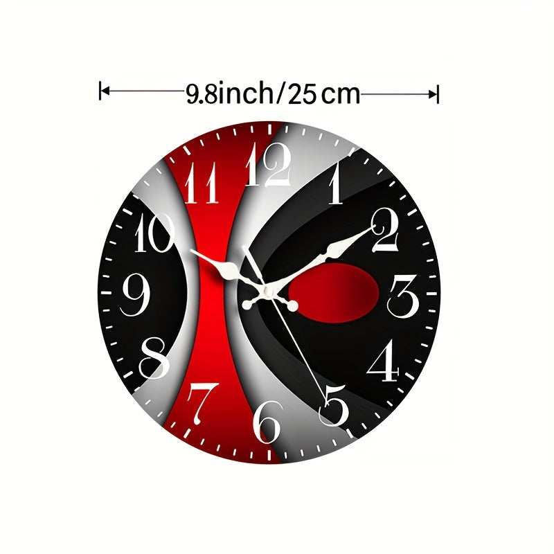 1-Pack JFHT Modern Large Round Wall Clock with Black & Red Face, White Hands & Black Numerals - Minimalist Silent Non-Ticking ( Not Included) - Easy-to-Read Large Face for Living Room, Bedroom, Office Decor - Black/Red/White
