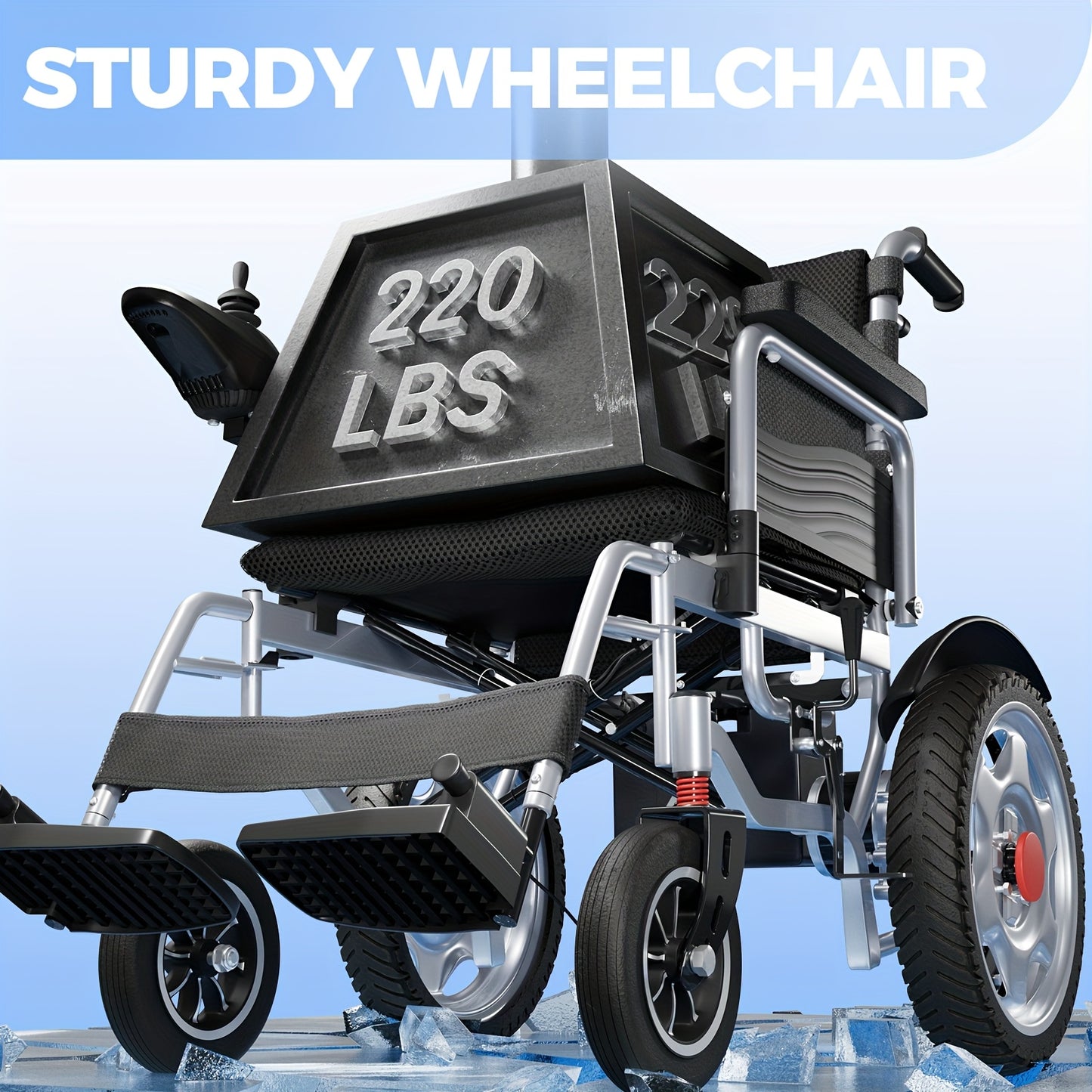 Foldable Electric Wheelchair Ldeal For Elderly, Made For AdultMobility Difficulties, 24V Lead - Acid Battery, Electromagnetic Brake System For Smooth Slope Stopping, 12 - Inch Solid Tires For All Terrains, 15km Range For Regu