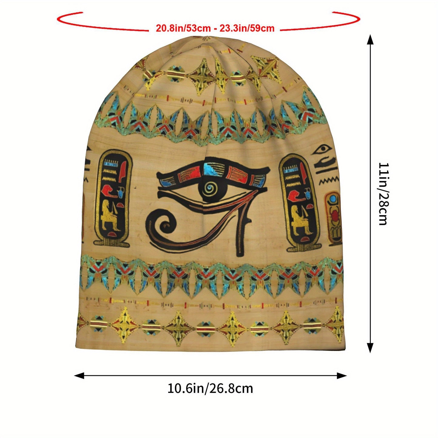 Egyptian-Inspired Unisex Beanie Hat - Lightweight Warm Slouchy Pullover with Vibrant Hieroglyphic & Star Patterns, Casual Hiphop Fashion Accessory for Men & Women, Hat Beanie, Stylish Winter Wear, Comfortable Headwear