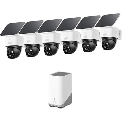 eufy Security 6/4/2/1 Pack SoloCam S340 with HomeBase S380, Solar Security Camera 4-Cam Kit, Wireless Outdoor Camera, 360° Pan and Tilt Surveillance, No Blind Spots, 2.4 GHz Wi-Fi, No Monthly Fee
