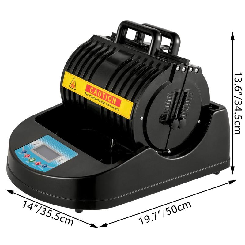 1300W Mug Heat Press Machine | 110V Black Sublimation Heat Press for Transferring Pictures on 11oz Mugs, Glasses, and Cups with Digital Control Display