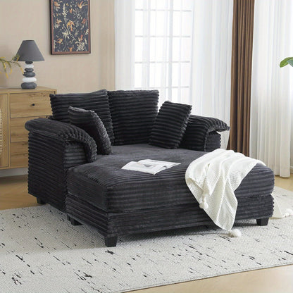 MOTOOS 56" Oversized Sofa Bed, Corduroy Recliner Oversized Sofa, Recliner Bed with Throw Pillows and Armrests, Upholstered Comfortable Sleeper Reading Chair for Living Room, Bedroom, Movie Room