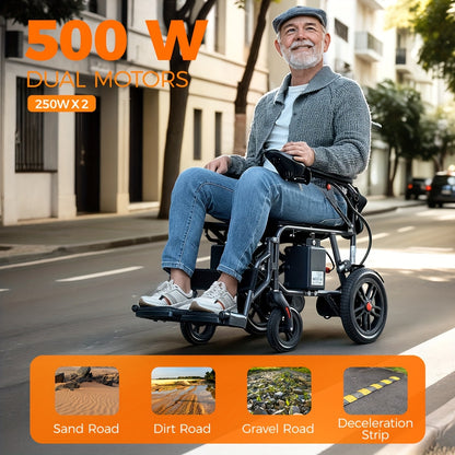 All-Terrain Foldable Smart Chair - 15+ Miles Range, 360° Smart Joystick, Dual Motor Power! for Seniors & Adults