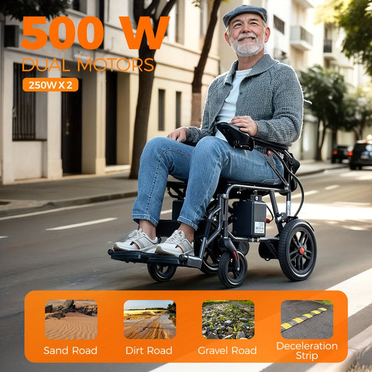 All-Terrain Foldable Smart Chair - 15+ Miles Range, 360° Smart Joystick, Dual Motor Power! for Seniors & Adults
