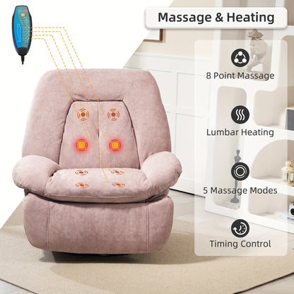 Electric Massage Recliner Chair with Heat - 360° Swivel & Rocking Recliner w/ USB Charging & Storage Pocket(for Christmas Gift)