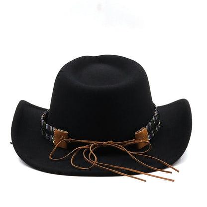 Men's & Women's Western Cowboy Hat with Tweed Jazz - Wide Brim Felt for all-Weather, Non-Textile Durable Design, Black for horseback Riding, Festivals, Ranch - Unisex Cowboy/Cowgirl