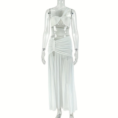 Women'S Greek Goddess One-Shoulder High Slit Dress - Elegant Maxi Formal gown with Cross-Back Neckline, Mermaid/Trumpet silhouette, Formal Party Wedding Evening gown in - Elegant Evening Party Outfit for Women - Sexy Glamorou