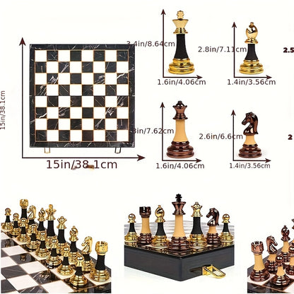 15" Acrylic Chess Sets for Adults with Zinc Alloy + Acrylic Chess Pieces & PortableFolding Wooden Chess Board Travel Tournament Chess Set Strategy Board Game GiftChessmen