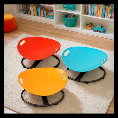 1pc Rotating Sensory Spin Chair with Non-Slip Metal Base & Ergonomic Design - Durable Plastic, Multi-Color Options (Red, Green, Yellow, Orange, Pink, Purple