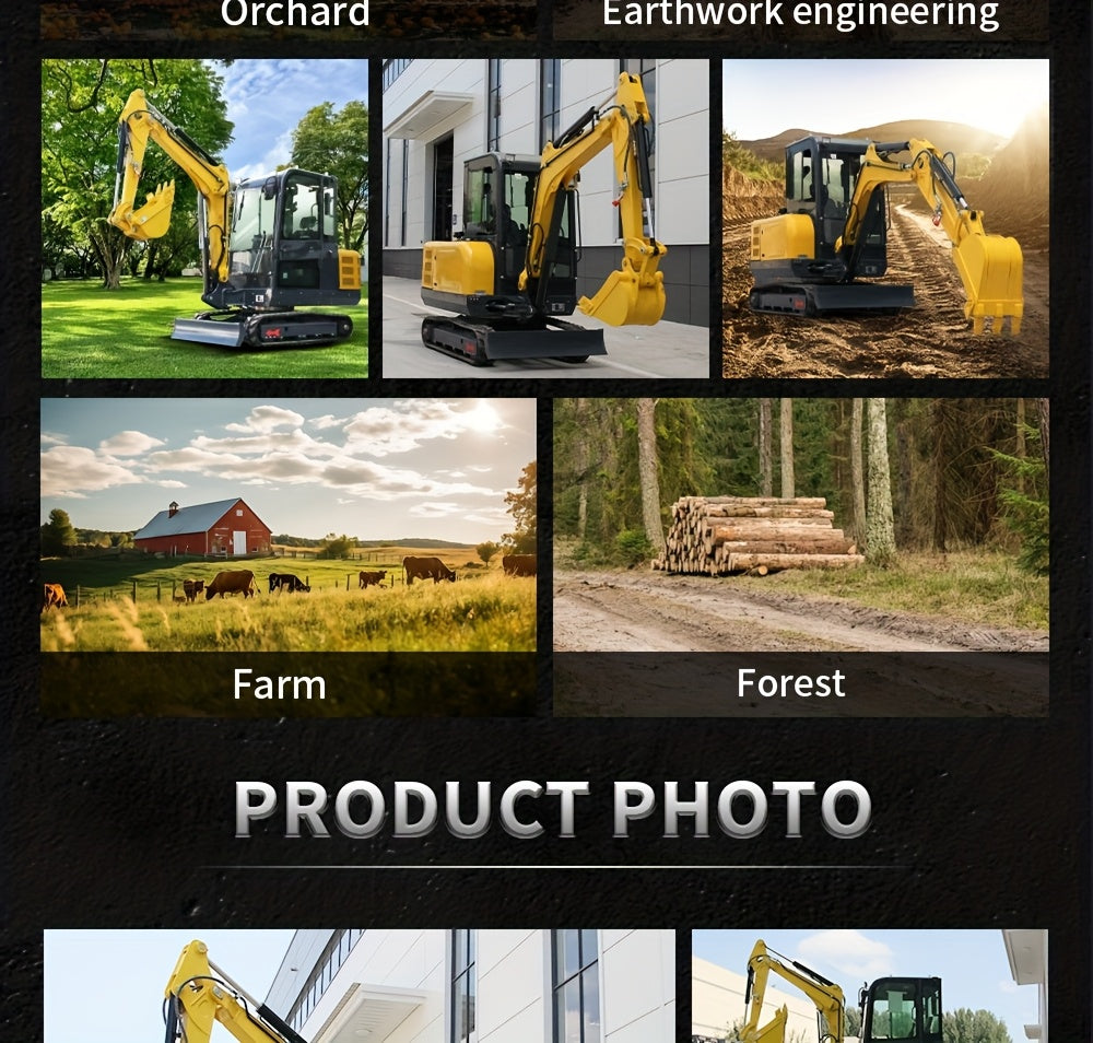Heavy-Duty 3.5 Ton Mini Excavator with 25 HP Kubota Diesel Engine - Hydraulic Crawler Digger, Pilot Controls, Telescopic Boom & Side Swing, Air Conditioned Cab, Thumb Clamp - Professional Construction, Farm, Landscaping, Digg