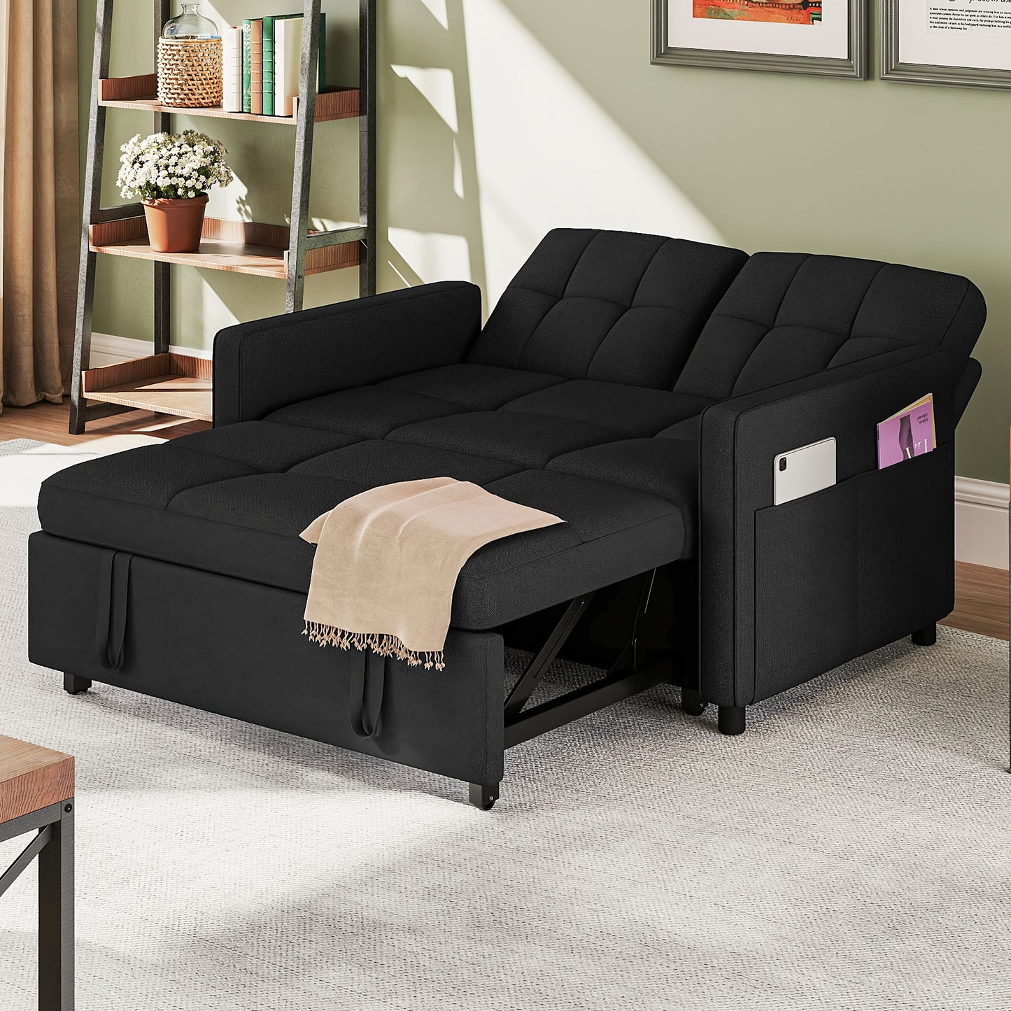 Sablyme 3-in-1 Convertible Sleeper Chair Sofa Bed, Convertible Sofa Bed with Pull- Out Bed, Adjustable Pull-Out Sleeper with Multi-Pocket Folding Design, Linen Fabric Sofa with Side Storage Pockets And Adjustable Backrest, fo