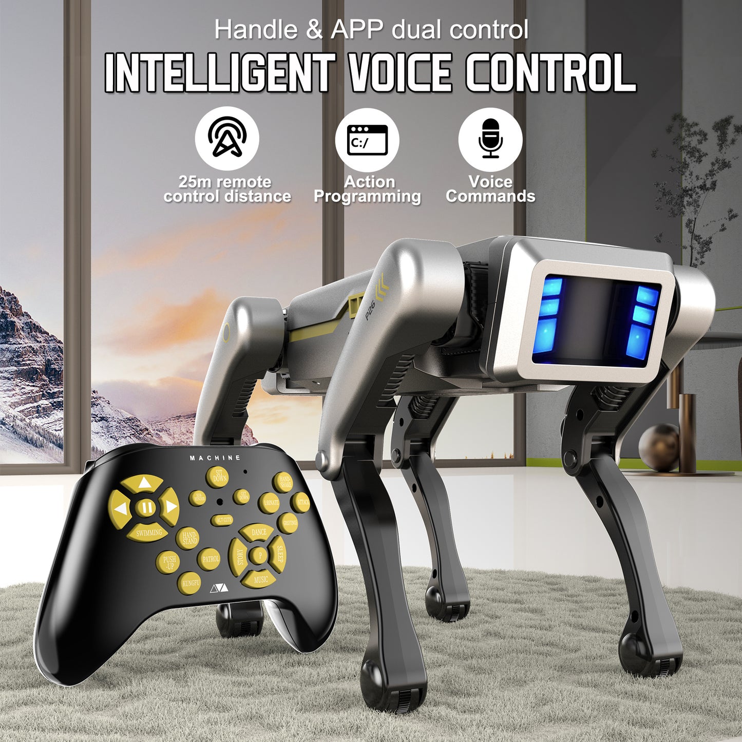 Intelligent Robot Dog - Remote Control, Special Effects Robot Dog, Dancing, Multi-Functional, Intelligent Programming Companion Toy Christmas gift New Robot Dog, Wireless Remote Control Dog, AI Voice Control Can Be Connected