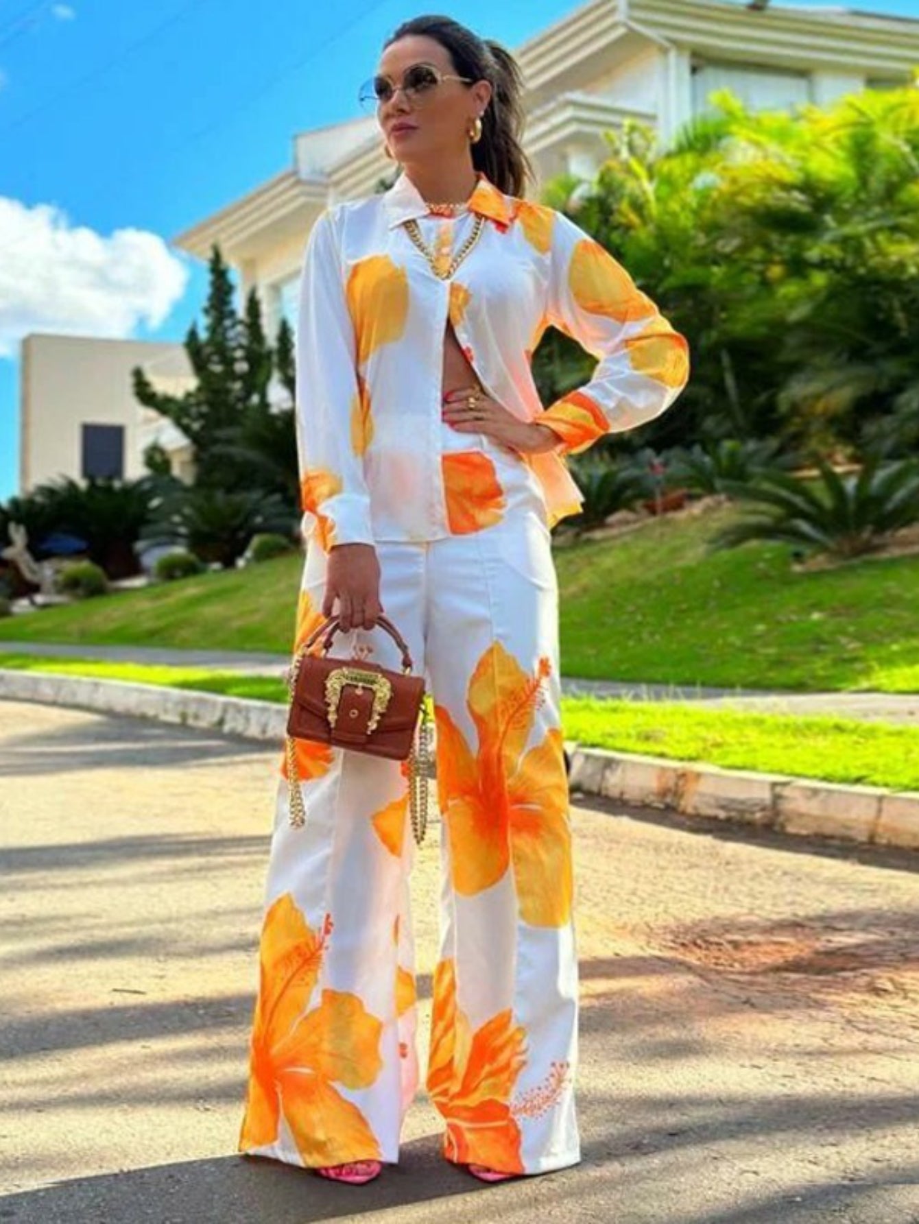 HERTALKWomen's fashion suit Zebra pattern long sleeve cardigan shirt trousers Women's new two-piece summer