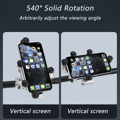 Aluminum Alloy Motorcycle Phone Mount Holder [Dual Vibration Dampener] [Metal Adjustment Arm] Motorcycle Accessories, for 4.7-7.2 Inch Samsung Apple Phone, Bike Phone Grip, Handlebar Phone Mount, Compact Holder, Sturdy Constr