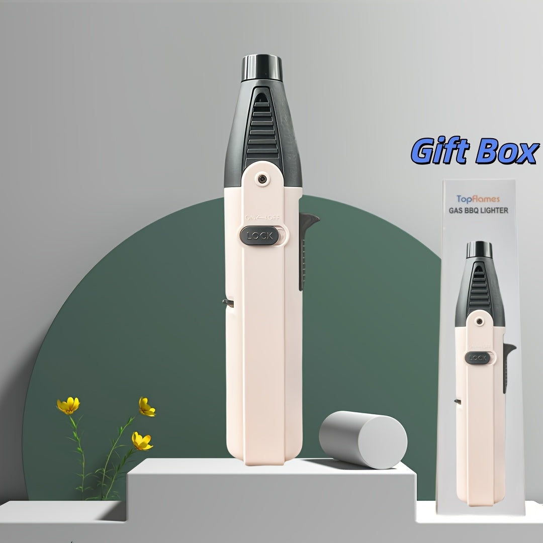 1300° Torch Lighter Featuring a Blue Flame And Safety Lock, a Bright Flame Lighter That Is Refillable with Butane Gas, Designed for Outdoor Use with Windproof Jet Flame, Comes in Gift Box Packaging, Ideal for Candles, Bbqs,