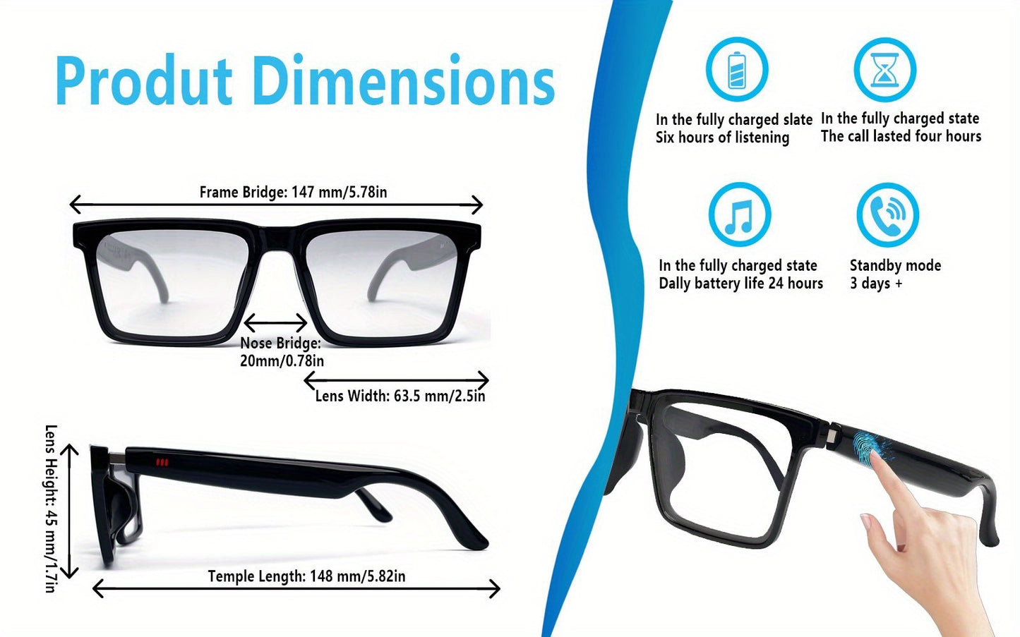 AI Translation Smart Glasses with 160+ Languages Support, Built-in, Charging, Photochromic Lens & Voice Call/Music/Translation - Real-Time Language Interpreter, Smart Glasses for Men & Women,, Driving, Office, Smart Audio Gla