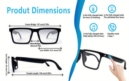 AI Translation Smart Glasses with 160+ Languages Support, Built-in, Charging, Photochromic Lens & Voice Call/Music/Translation - Real-Time Language Interpreter, Smart Glasses for Men & Women,, Driving, Office, Smart Audio Gla