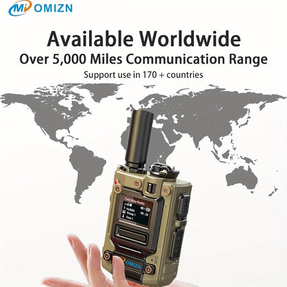 OMZN K300S Model Global Walkie Talkie with SLM Card, 5000 Mile Range, Battery, 168 Hours Zinc Alloy Body, Noise Cancelling, Type-C Charging Car
