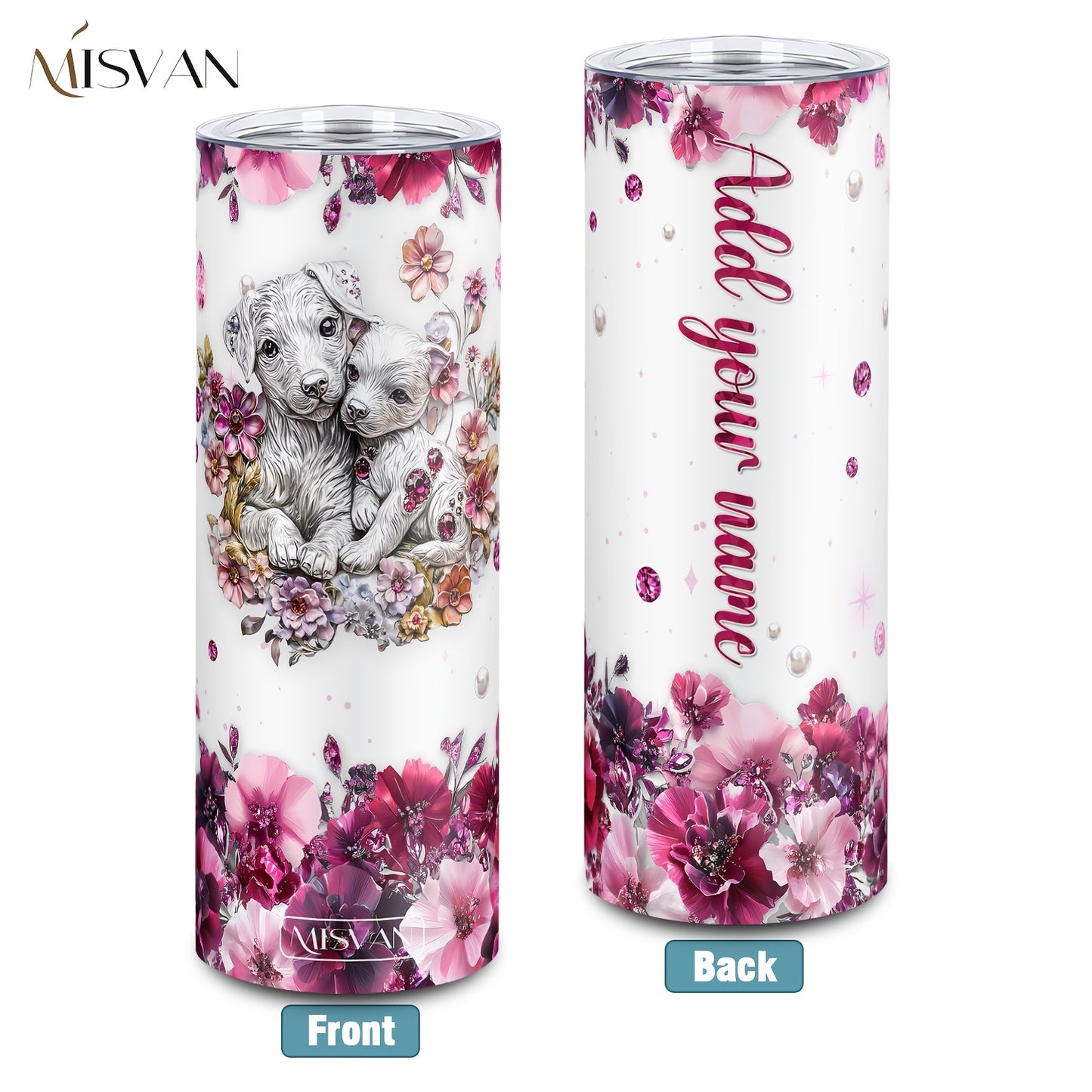1pc Customized Name Stainless Steel Tumbler | 20oz/22oz/40oz Insulated Water with Lid, Reusable, Round Shape, 304 Stainless Steel, Ideal for Easter, Thanksgiving, Father'S Day, Mother'S Day, Graduation, White Diamond Butterfl