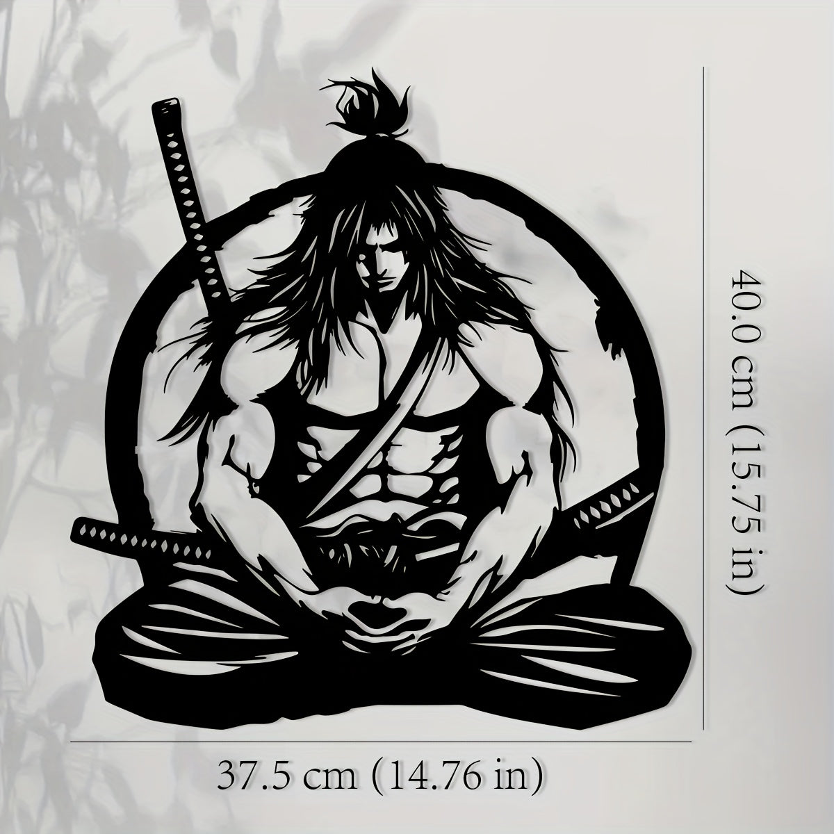 One Samurai metal wall art decoration, 15.74x14.76 inches - detailed sword-wielding warrior design, suitable for home, courtyard, balcony - perfect gift for new homes, weddings, Mother's Day, Father's Day, samurai decoration