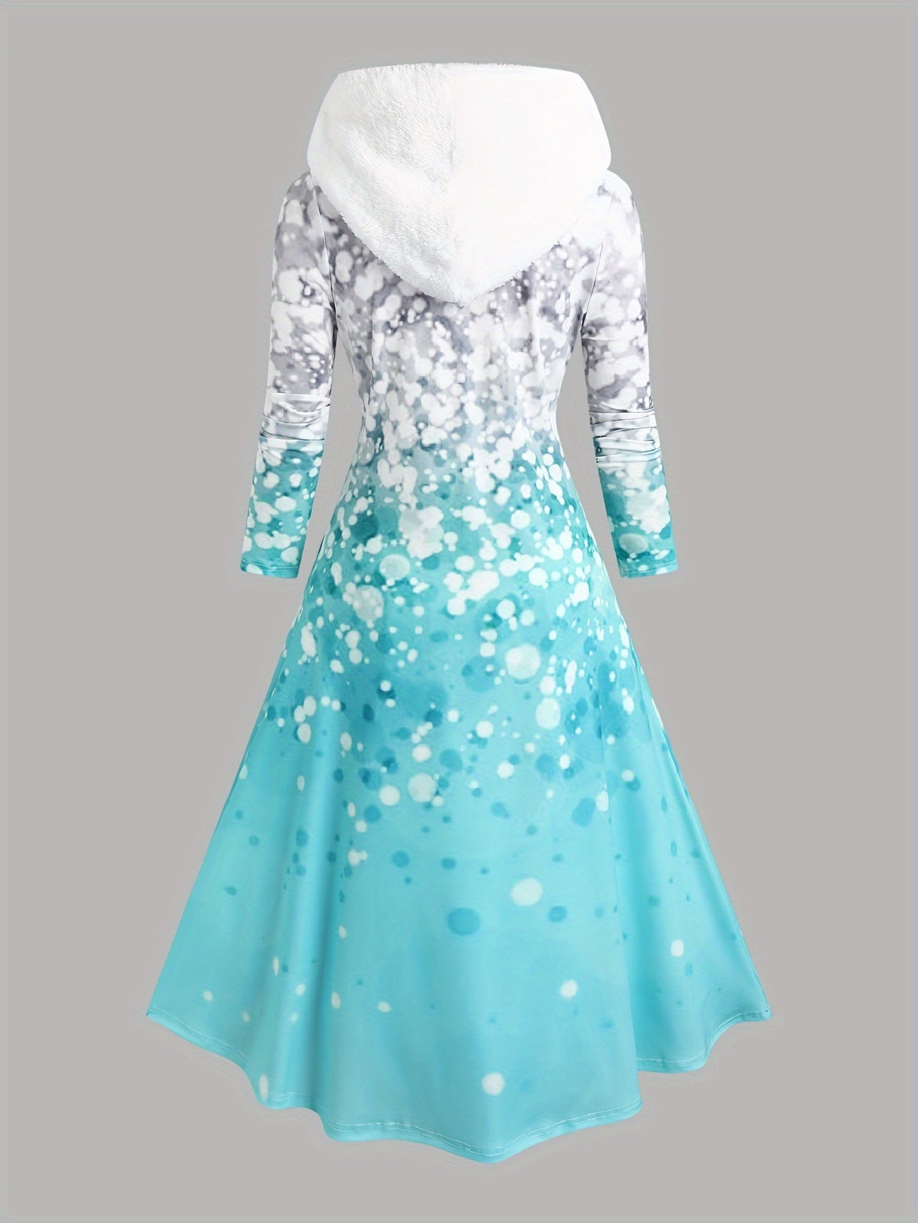 New Autumn And Winter Collection: Stylish Printed Fitted Dress with Long Sleeves And a Hooded Design