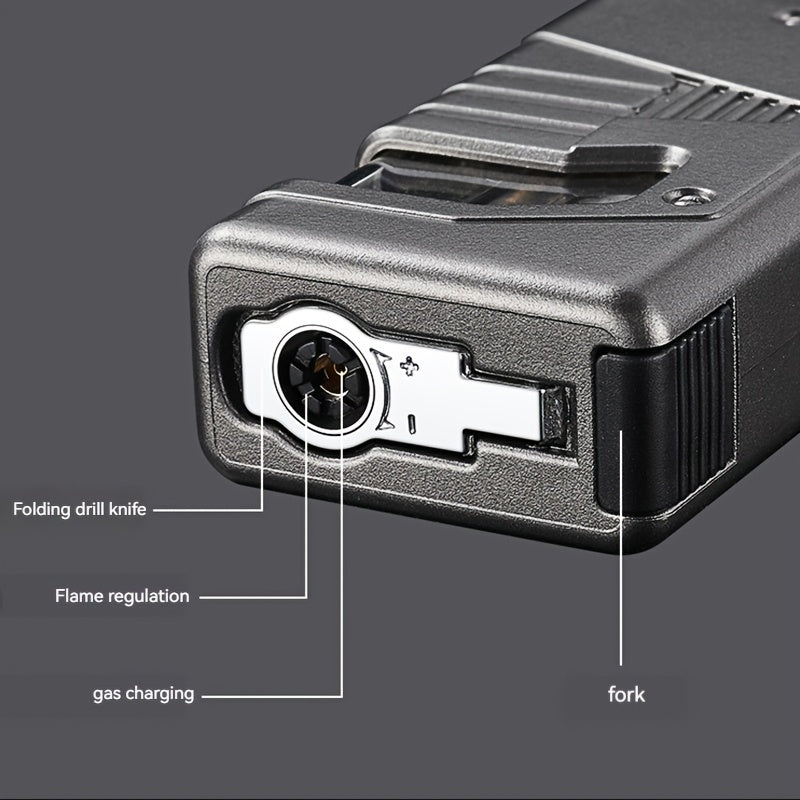 Cigar Lighter Torch Lighter Triple Flame Butane. Refillable Lighter with Cigar Holder, All-in-one Lighter, Stylish Men's Gift. Portable Lighter Perfect Suitable for Outdoor, Indoor, BBQ, Candle. Windproof Torch Lighter(Butane