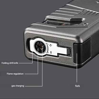 Cigar Lighter Torch Lighter Triple Flame Butane. Refillable Lighter with Cigar Holder, All-in-one Lighter, Stylish Men's Gift. Portable Lighter Perfect Suitable for Outdoor, Indoor, BBQ, Candle. Windproof Torch Lighter(Butane