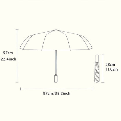 Steampunk Automatic Folding Umbrella with Gears & Clockwork Mechanism - 8-Rib Durable Iron Frame, Portable Collapsible Design, 210T Pongee Canopy, Casual Outdoor Accessory For Christmas, Birthday Gifts, Steampunk Umbrella, Fe