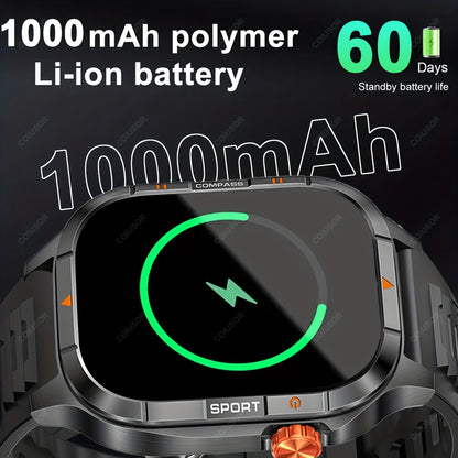 COIUSOR Men's & Women's Heavy-Duty Smart Watch with 1000mAh Battery, IP68 Waterproof, 2.01" HD IPS Display, ic, -like Compass & Wireless 5.3 - Rugged Outdoor Smartwatch for,, -Grade Fitness Tracker