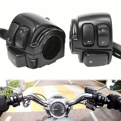 Set of Two Motorcycle Handlebar Switches And Wiring Harness Compatible with Dyna Sportster 883 1200 XL V-Rod Models from 1996 to 2012 - Easy to Install And Enhance (Available in Black / Chrome)