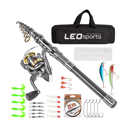 Telescopic Fishing Rod and Reel Combos Full Kit, 5:5:1 Carbon Fiber Fishing Pole, Shielded Bearings Stainless Steel BB Spinning Reel 7.9FT