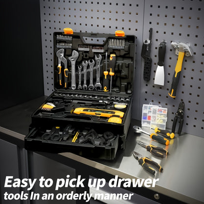 Tool Set, Car Repair Tool Set with Metal Toolbox Storage Box, Toolbox Storage Box with Drawers, Car Portable Iron Toolbox, Hand Tool Set, - Perfect for Maintenance Workers, Father's Day, Valentine's Day Gifts
