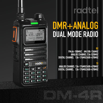 Iradio DM-UV4R DMR Digital Analog Walkie Talkie AES-256 Encryption SMS Dual Mode Dual Time Slot 1024 CH