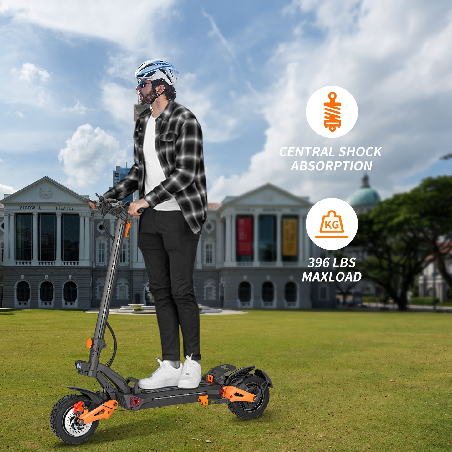 Adult Electric Scooter with 60V 30Ah Battery & 50-55 Mile Range - Heavy-Duty 397 Off-Road All-Terrain Commuter, One-Button Folding System, Dual Suspension & Disc Brakes, Compatible with 100-240V AC Power ( Plug) - for long-ra