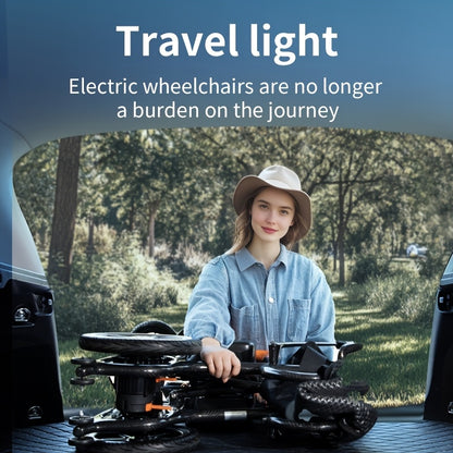 Carbon Fiber Adult Electric Wheelchair - 25-Mile Long Range, 300 lb Capacity Heavy-Duty Power Chair, One-Step Fold/Unfold, Lightweight (15kg) Travel-Friendly Mobility Aid with Hand- Mode, Fits Suitcase for Airplane, Parks & B
