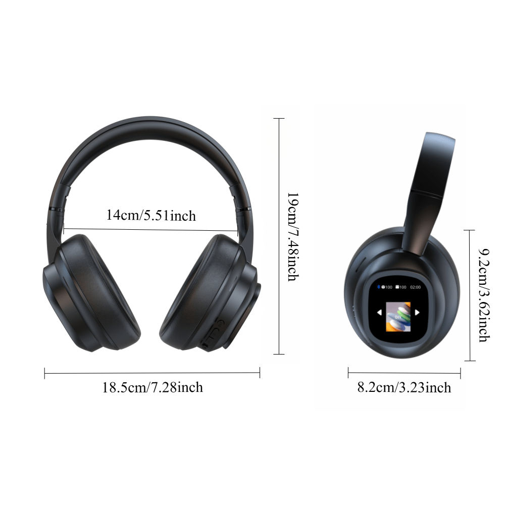 New hybrid active noise-cancelling headphones(with touchscreen), intelligent AI translation, remote control photography, wireless headphones with microphone, soft ear pads, multiple EQ bass, comfortable fit ear cups, suitable