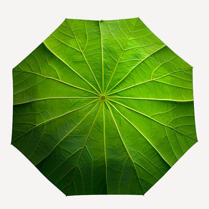 1pc, green textured pattern umbrella - automatic opening and closing, sturdy iron frame, portable folding design, suitable for men and women in all seasons, outdoor umbrella for travel, office, formal occasions.