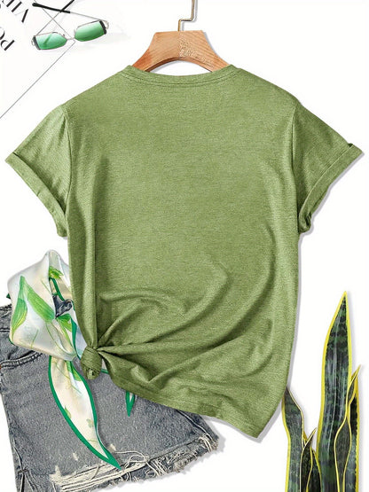 Women'S Olive Green Butterfly & Heart Print "Beautifully Broken" T-Shirt - Casual Streetwear Round Neck Short Sleeve Top, Breathable All-Season Comfort Fit for Gym, Training & Casual Attire with Motivational Slogan Design, Lo