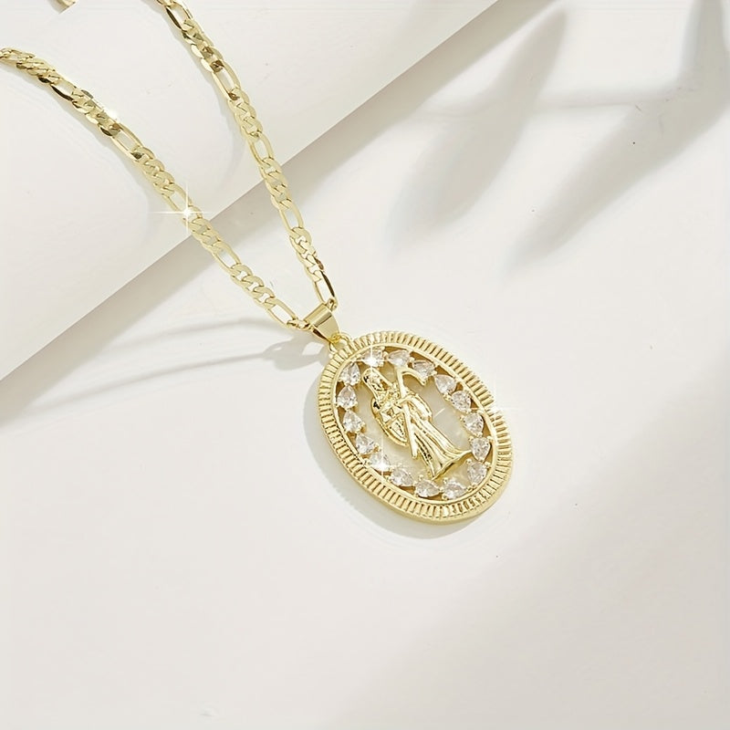 1pc Religious Jesus Christ Jewelry - 24-Inch Saint Death Pendant Necklace with Sacred Guadalupe Icon, Latin Faith Symbol for Weddings, Parties, Year-Round Wear - Women's Spanish Language Religious (Ramirez Line Collection
