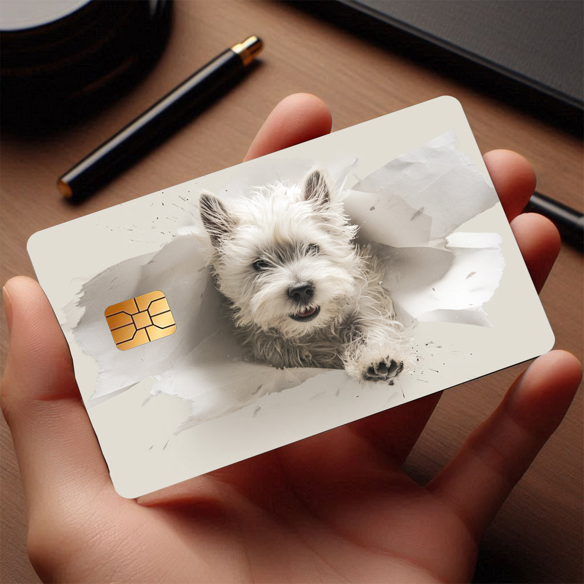 Fun Puppy Pattern Beige - Durable PVC Privacy Protection Stickers, Suitable for Credit Cards, Bank Cards, and Transit Cards, Scratch-Resistant, Fashionable Decorative Accessories and Gifts, Removable Self-Adhesive Decorative