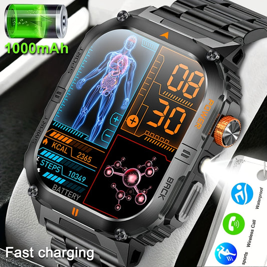 COIUSOR Men's Smart Watch with 1000mAh Battery, 2.01" AMOLED Screen, -Free Smartphone Sync, 100+ Sports Modes,, Wireless 5.3, Android/iPhone Compatible, ic, Smart Memory, Wireless Calling Smartwatch for