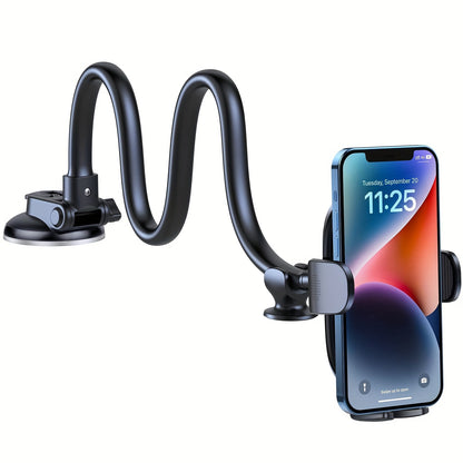 Solid Car Truck Phone Mount Holder with Gooseneck Long Arm, Mobile Holders w/Industrial-Strength Suction Cup, Anti-Shake Stabilizer