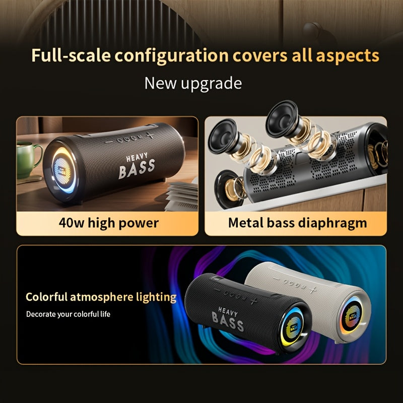 BASS-32 Party Wireless Speaker | 40W Heavy Bass Subwoofer, 360° Sound & RGB Lights, Portable, Tabletop, Button Control, Surround Sound, 6.1 Channel Configuration, USB Type-C Charging