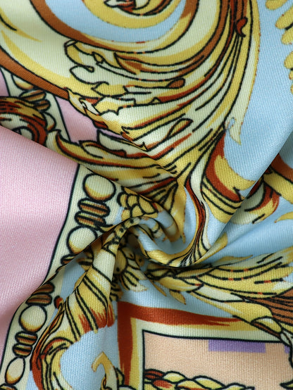 GY029 Vacation Style - Pink Printed Casual Tight Pants - Two-Piece Set for Women - Valentine's Day